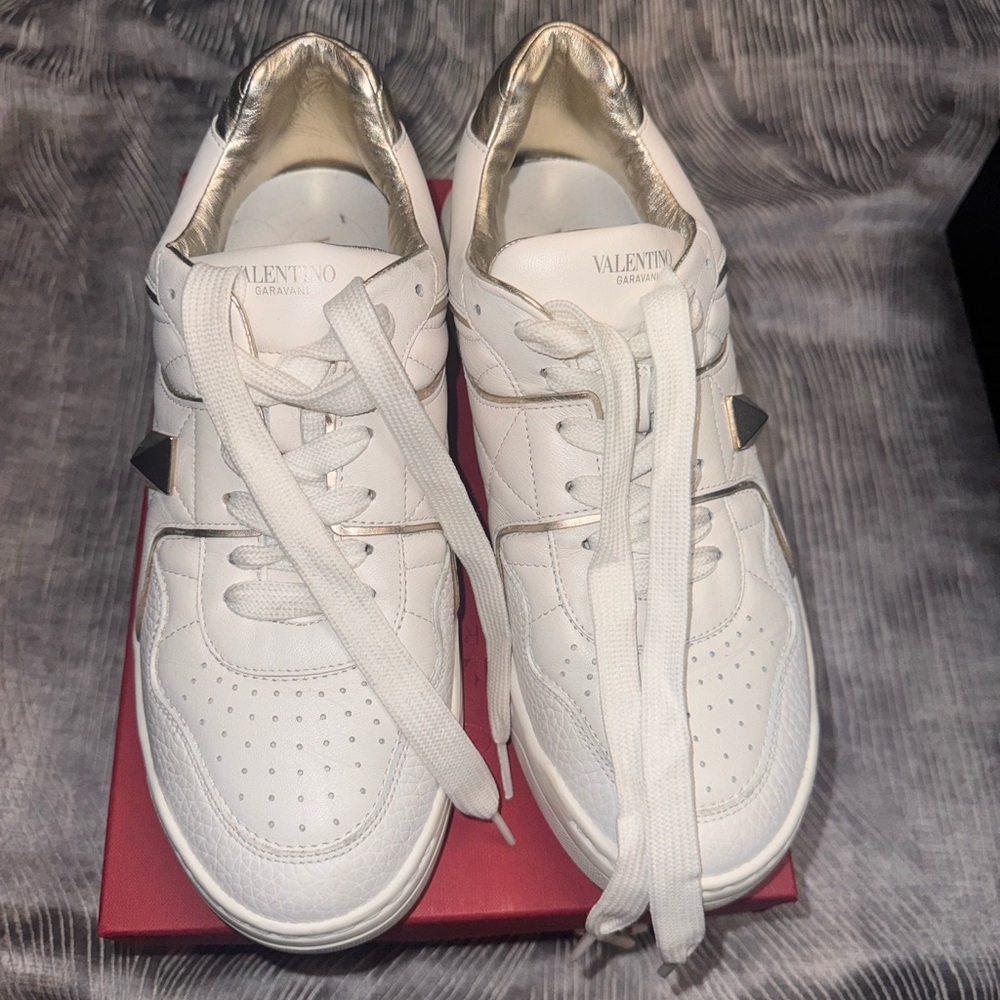 Valentino Garavani White Sneakers with Silver Accents